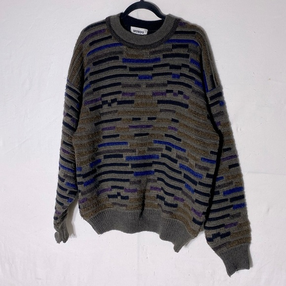 Vintage Other - Vintage Mondo Textured Knit Wool Alpaca Blend Crew Neck Dad Sweater M